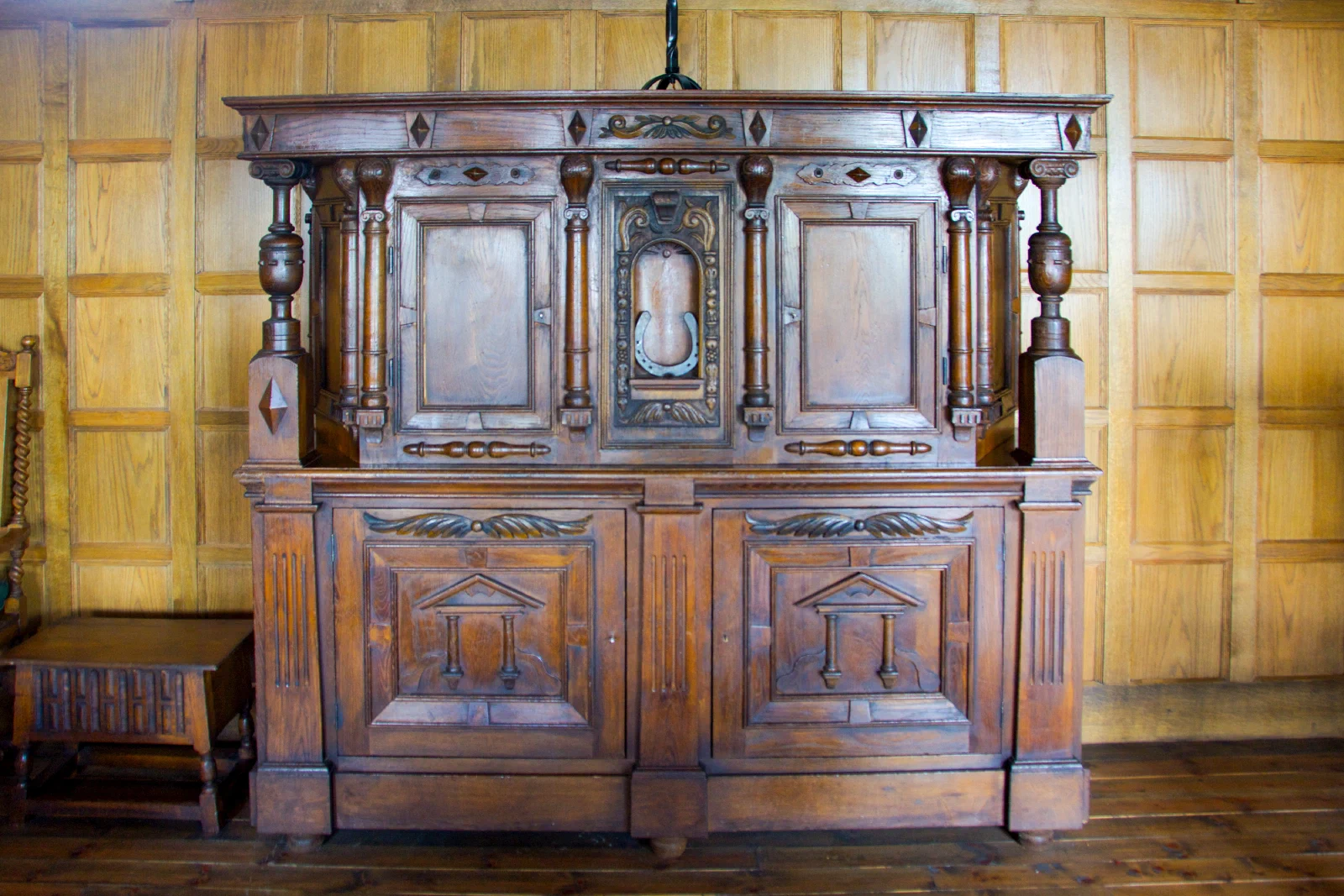 Recreated court cupboard for the Grahame-White office