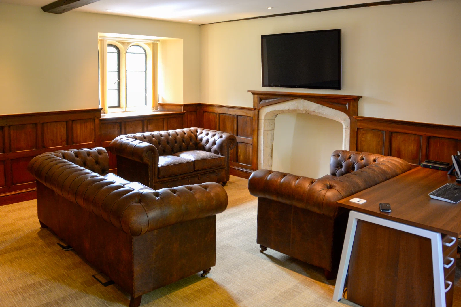 Oak panelling and doors within the Oxfordshire office