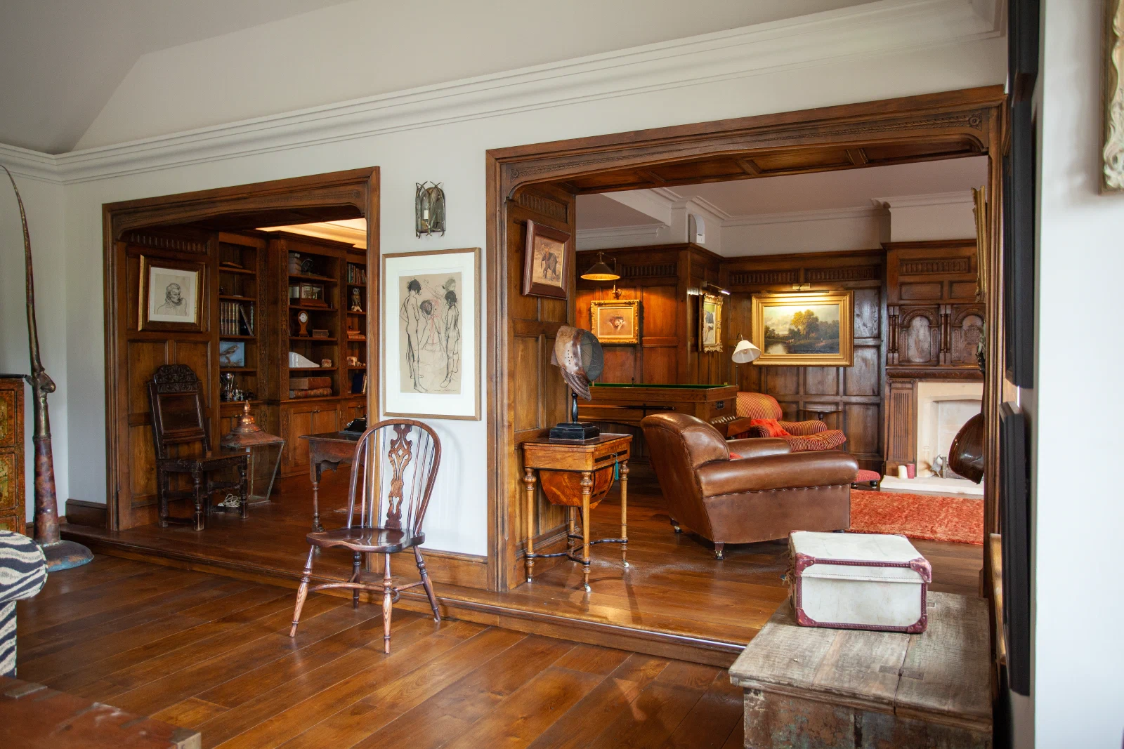 Oak-panelled interior at River Yeo Lodge