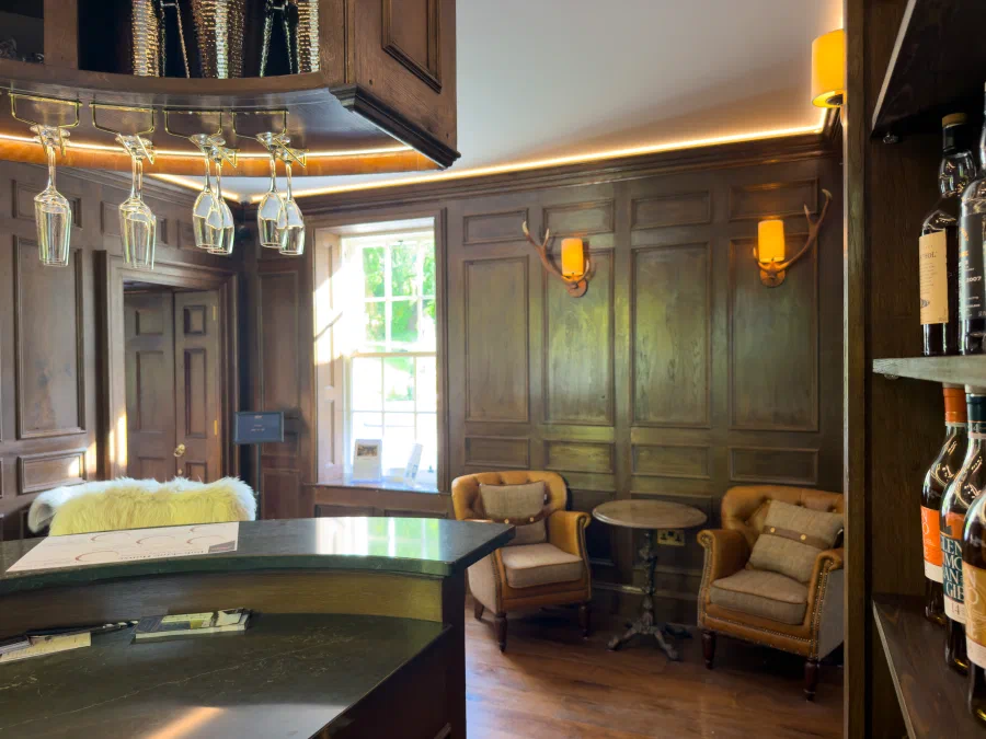 View from the bar counter towards the seating area