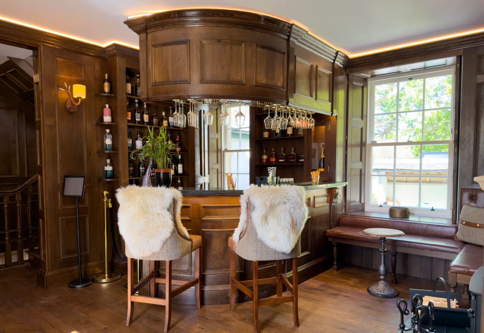 Curved whisky bar at Boleskine House