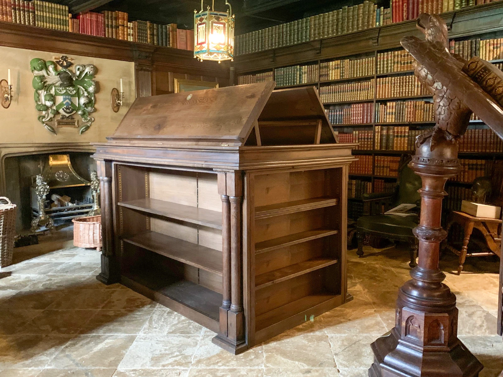 Freestanding lectern in a library