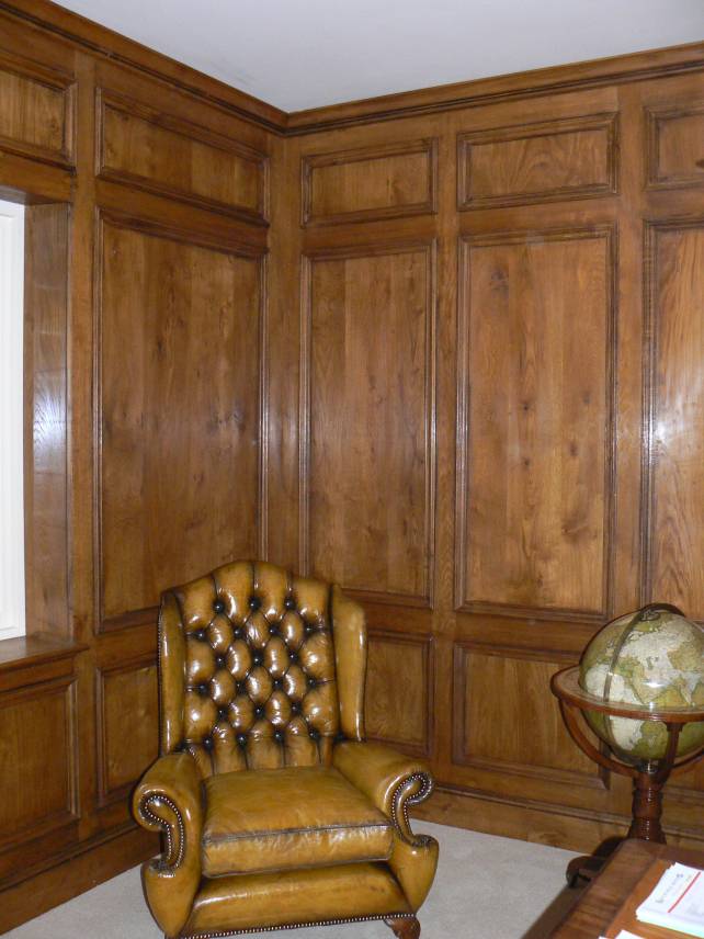 18th century style oak panelled room, large Georgian panels