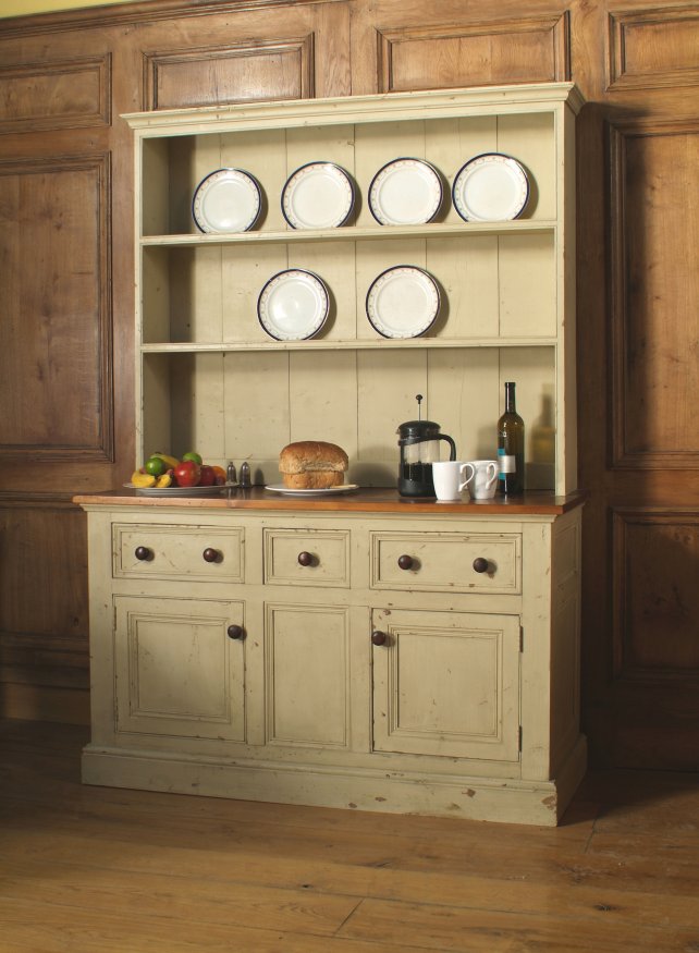 dresser and rack from reclaimed pine with aged painted finish