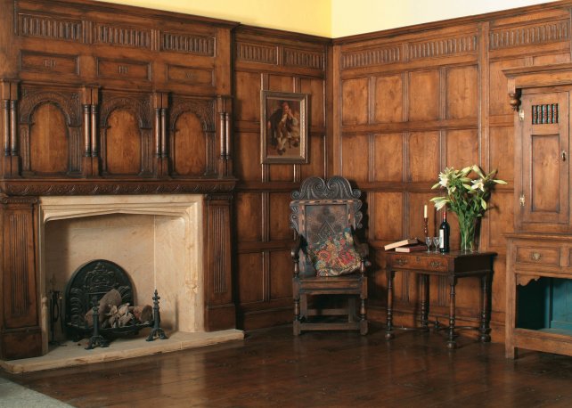 16th century oak panelling with frieze in our showroom