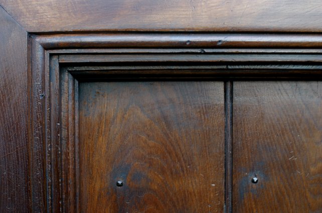 architrave, door lining and bead detailing of our planked doors with handmade nails