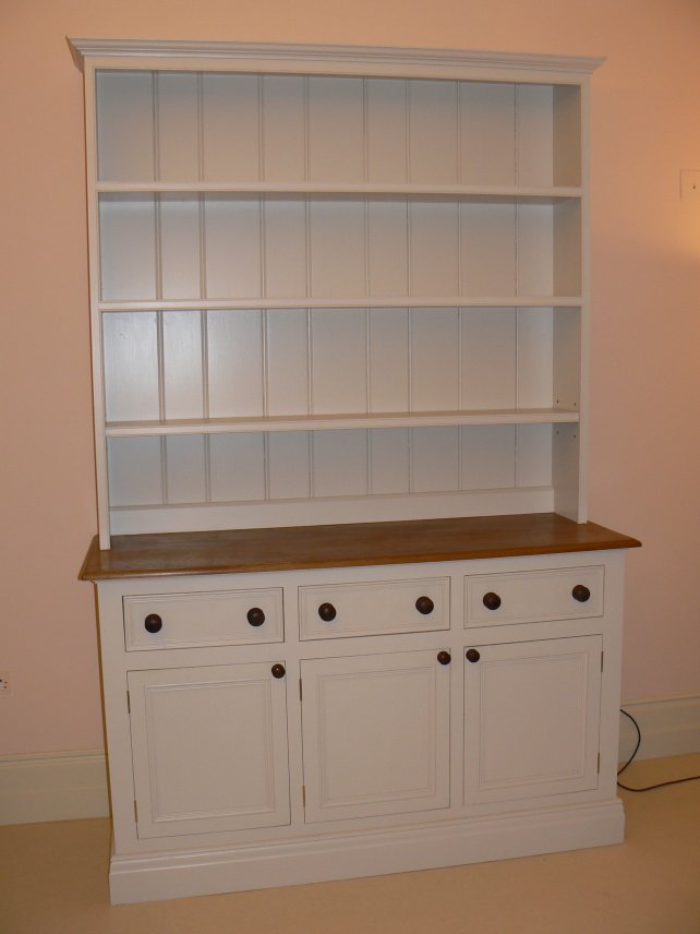 painted dresser in Farrow & Ball paint with wooden worktop