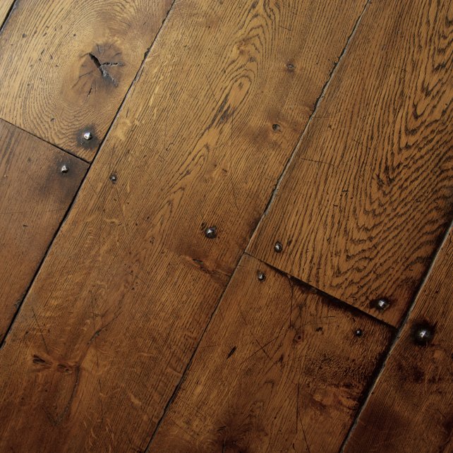 solid oak flooring, aged and polished