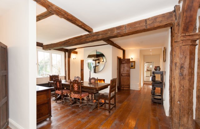 wide oak flooring, planked doors and refectory table