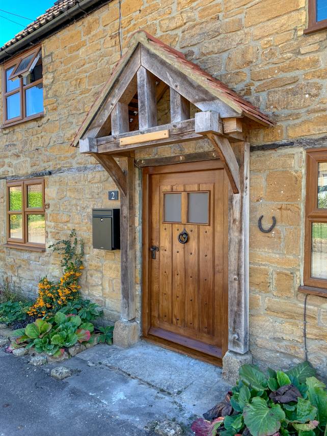 Oak cottage front door with windows