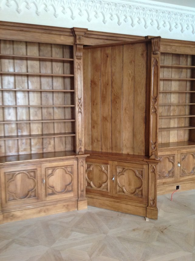 oak secret bookcase door