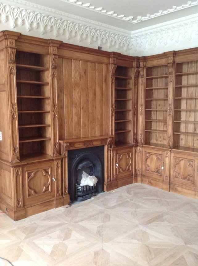 solid oak library and overmantel