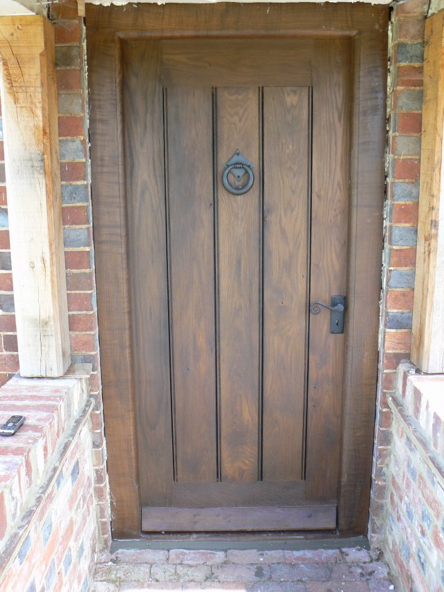 framed planked door and frame in oak