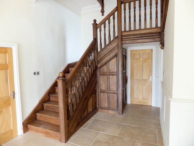 refurbished oak staircase, hand turned balusters complete with under stair cupboard