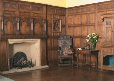 16th century oak panelling with frieze in our showroom