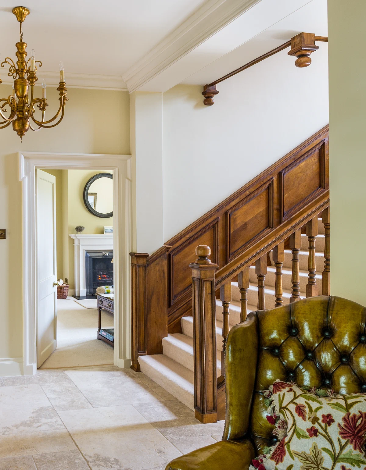 New handrail, newels and balusters on the staircase at Bishopswood